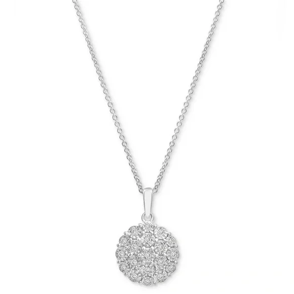 R.H. Macy & Co. Fine Jewelry Diamond Cluster 18” Pendant Necklace - Picture 2 of 6